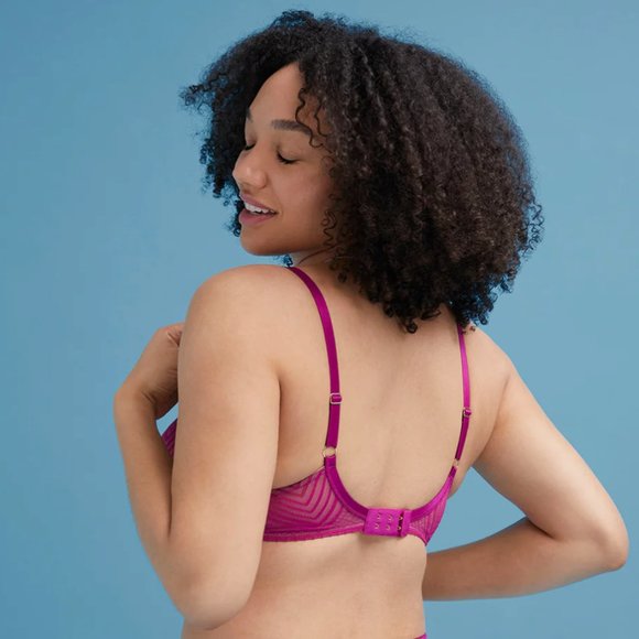 NWT thirdlove Graphic Mesh Demi Bra in Fuschsia 38F - Picture 3 of 8